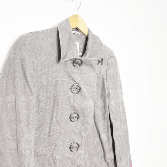 BGN First Paris lightweight coat gray polka dots art to wear cotton Womens US 8 - Picture 3 of 7